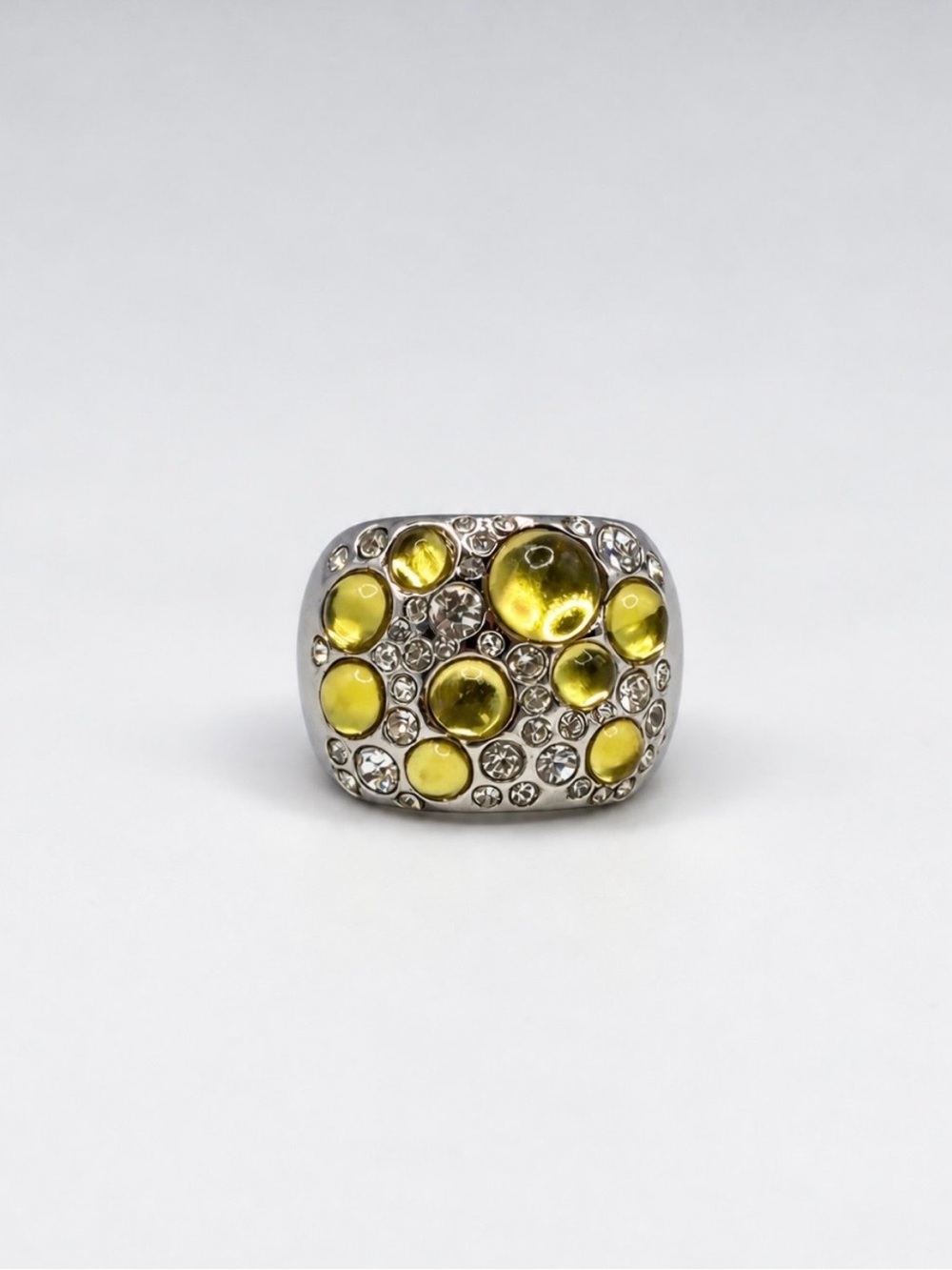 Lia Sophia Yellow Crystal Statement Ring Size 7.75